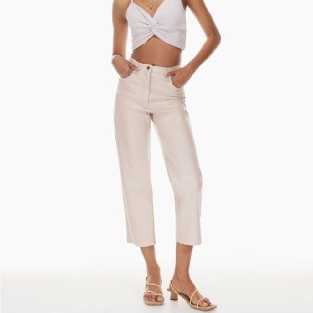 Wilfred Straight Leg Cream Leather Pants